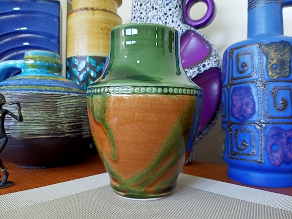 西ドイツ　ファットラバ　ダークグリーン ビンテージ花瓶　ミッドセンチュリー 西ドイツ ファットラバ ダークグリーン ビンテージ花瓶 ミッド