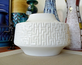 Vintage 1960's white vase, German pottery, fat lava era, retro white mid century modern