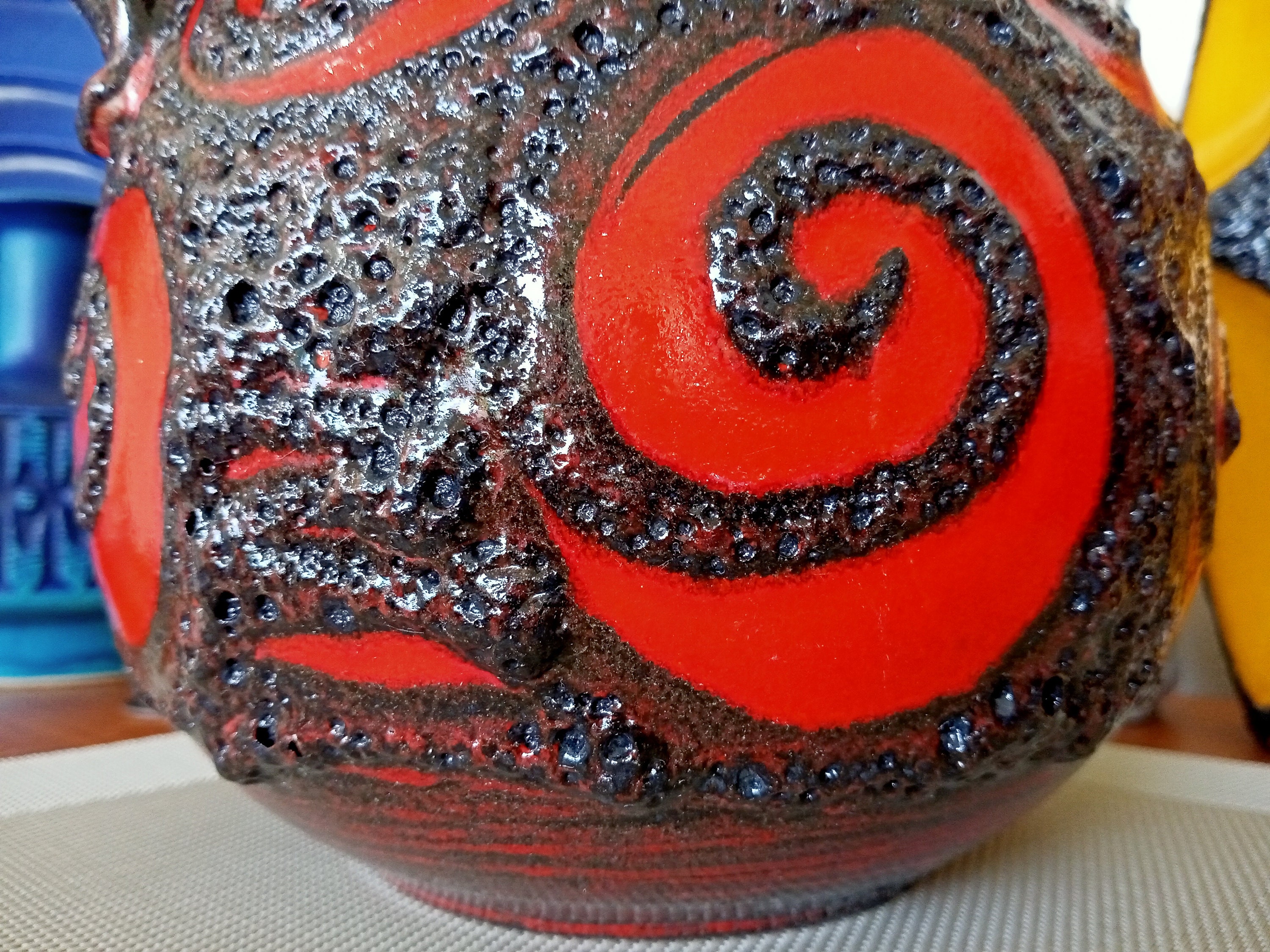 Vintage 1960's Scheurich Ceramic Vase, West German Fat Lava