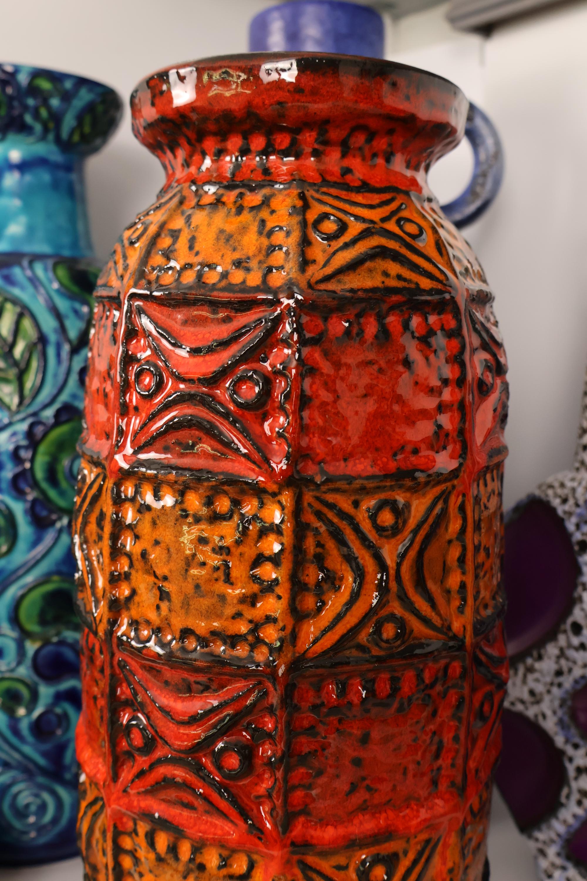 Vintage 1960's Bay Keramik Orange Vase, Fat Lava Pottery, Retro