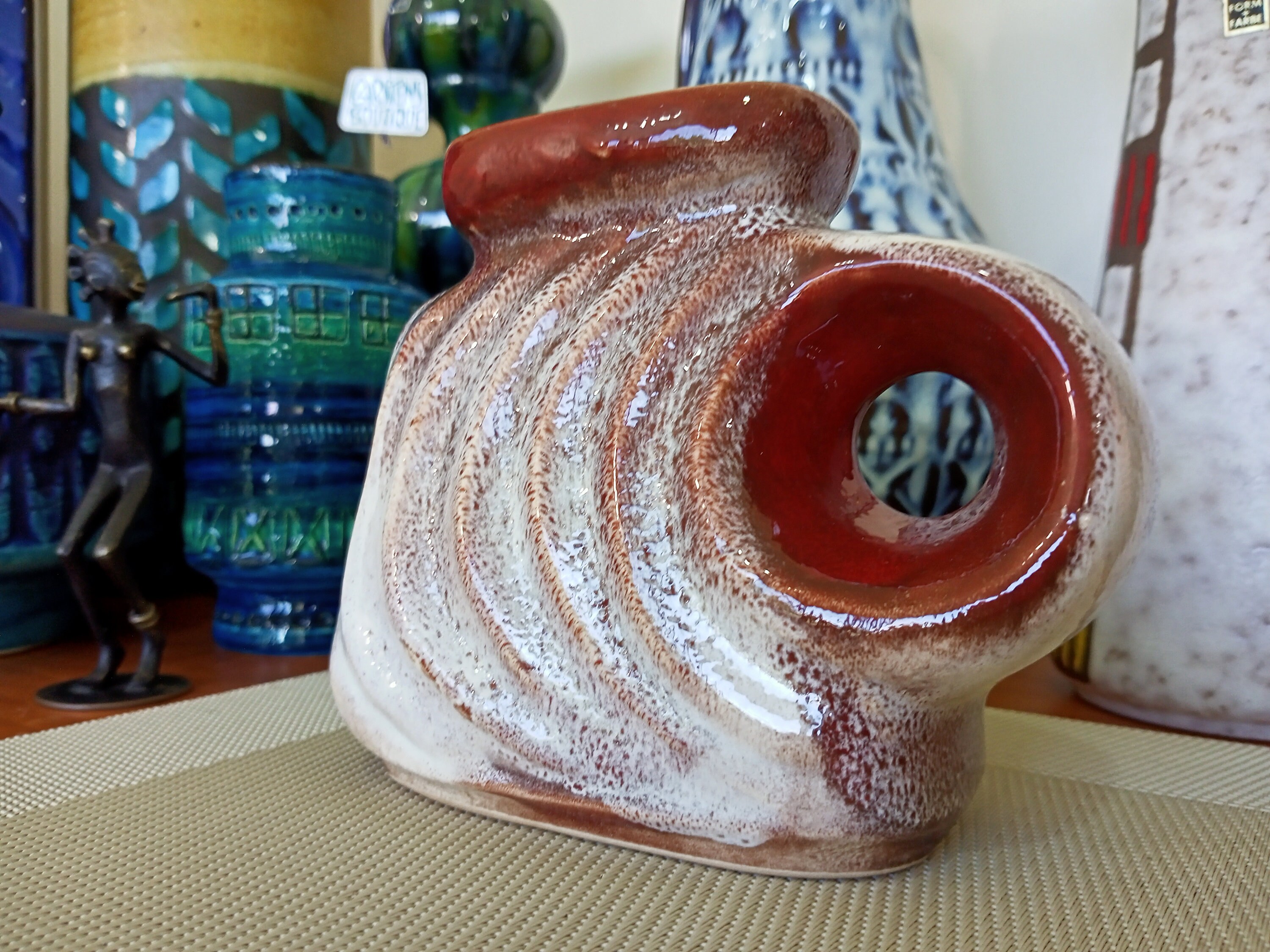 1960 年代のヴィンテージ花瓶、西ドイツの溶岩陶器、レトロなミッド