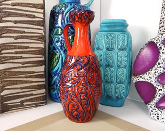 Vintage 1960's Vase, West German Fat Lava Pottery, Retro Mid