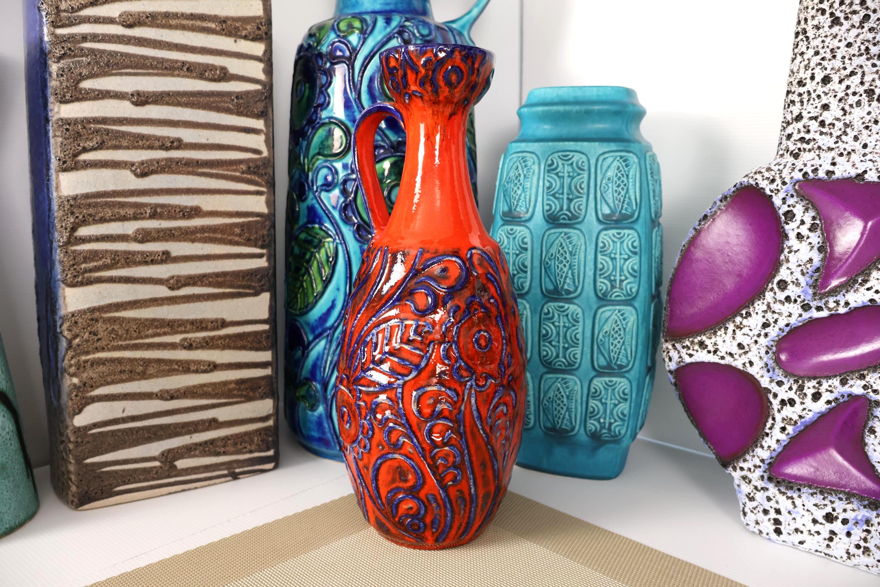 Vintage 1960's Vase, West German Fat Lava Pottery, Retro Mid