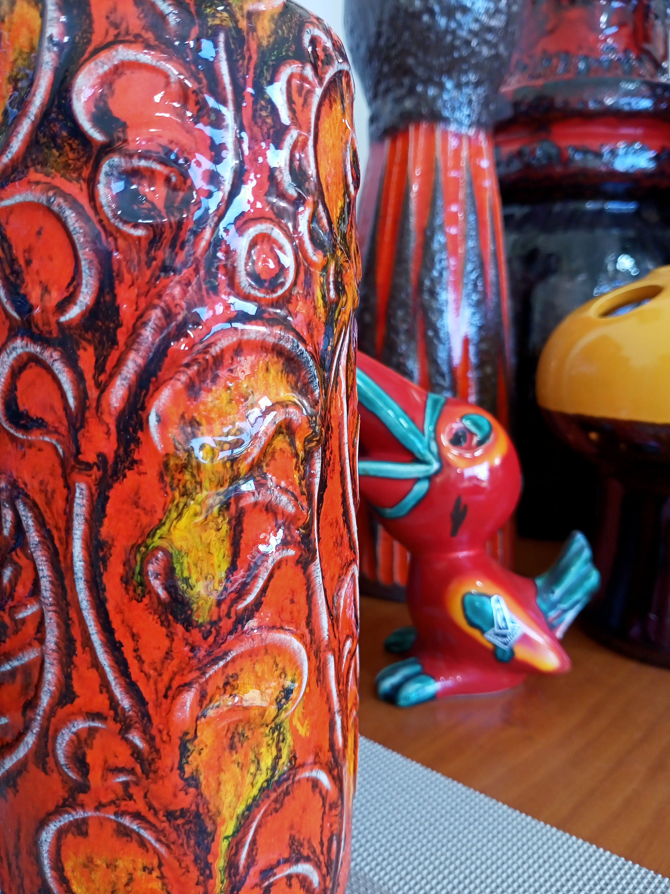 Vintage 1960's Bay Keramik Vase, West German Fat Lava Pottery