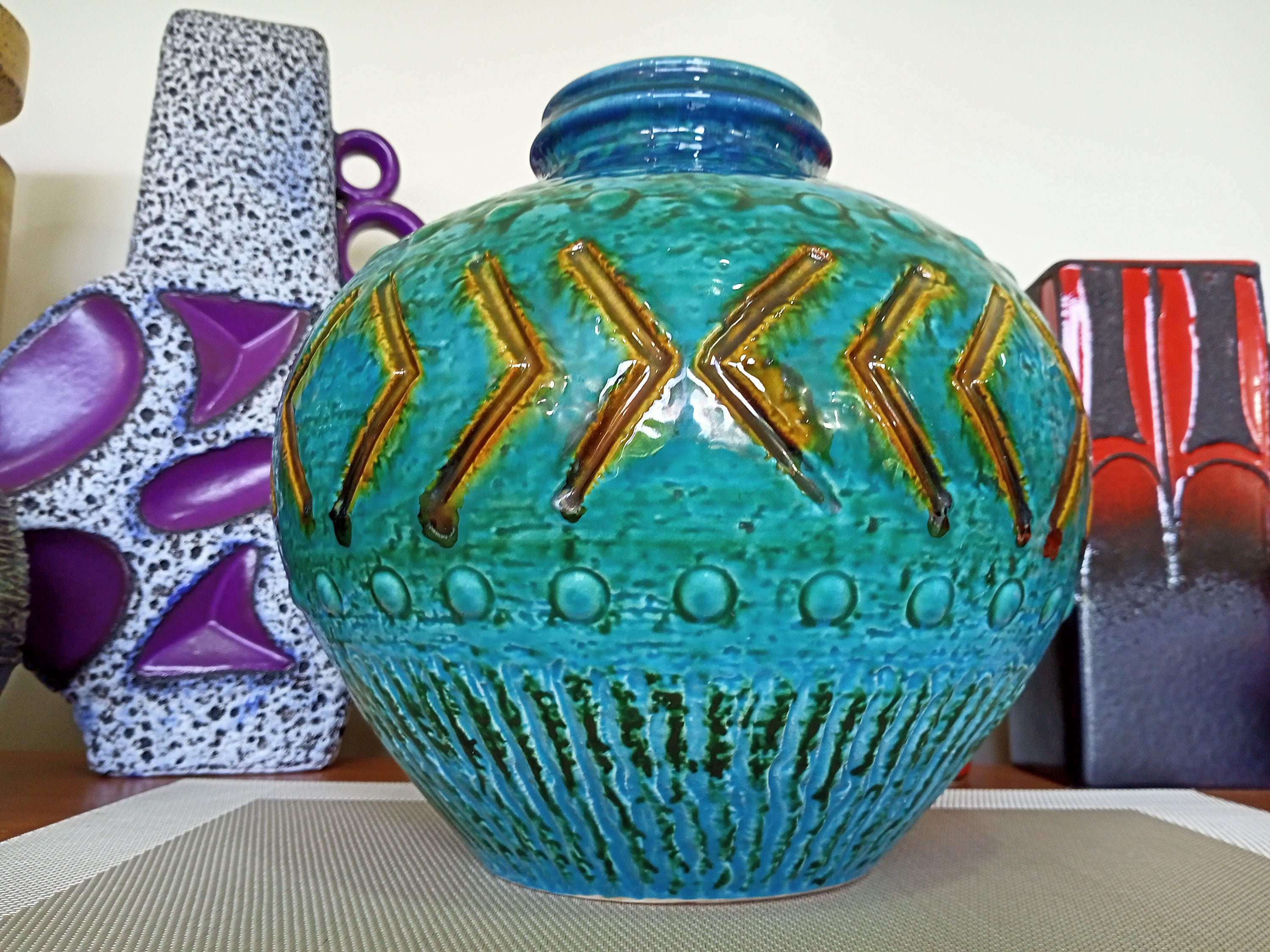 A Vintage 1960's Vase, Carstens West German Pottery, Fat Lava for