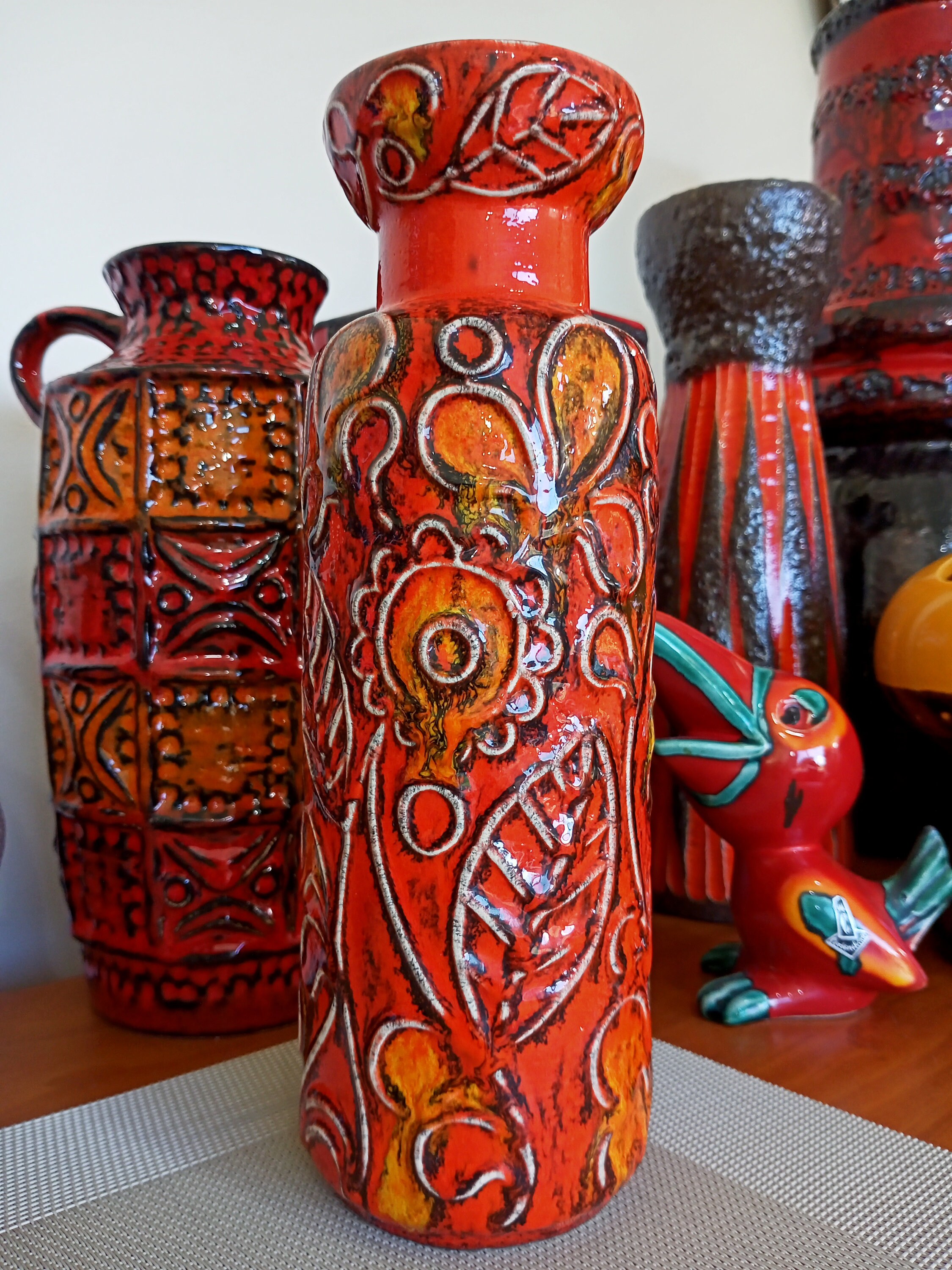 Vintage 1960's Bay Keramik Vase, West German Fat Lava Pottery