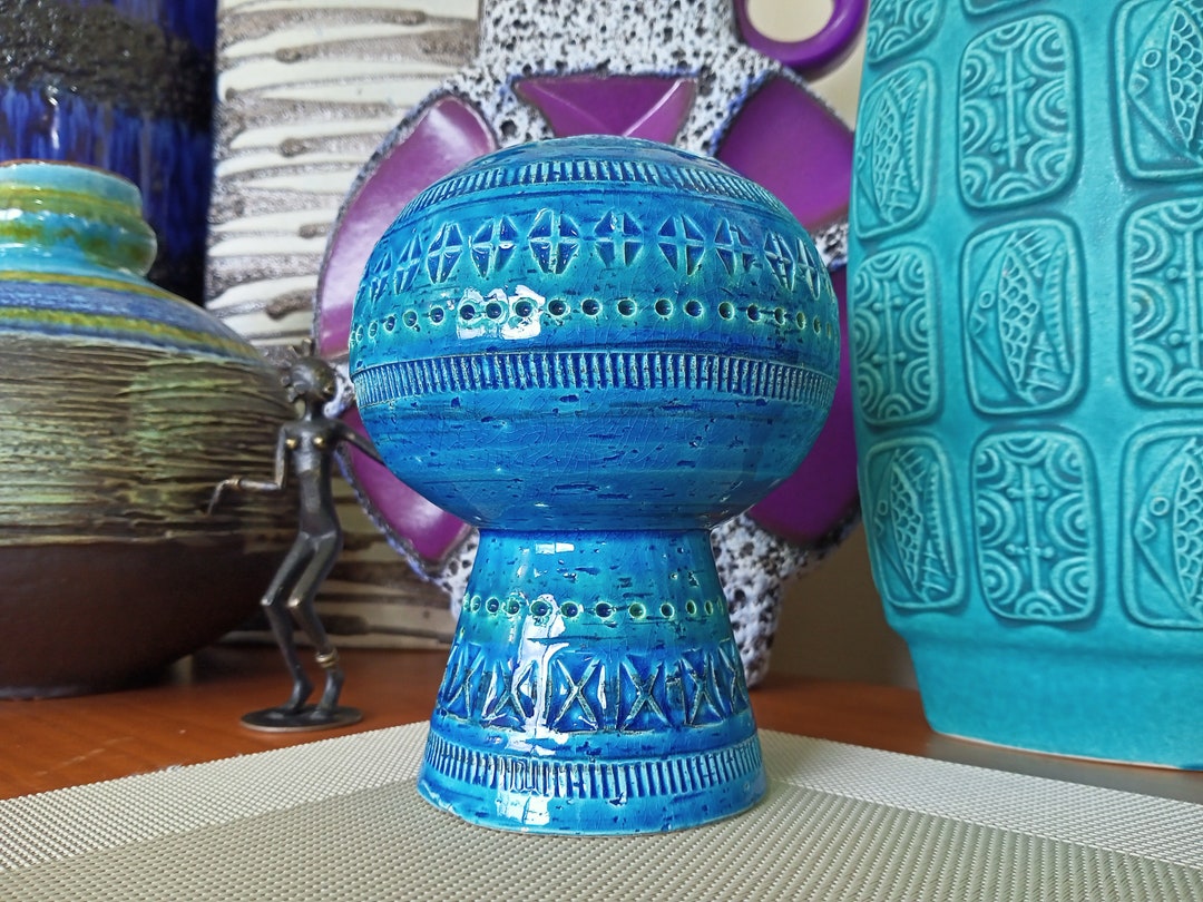 Vintage 1970's Bitossi Blue Vase, Italian Pottery,retro Abstract Mid ...