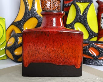 Vintage 1970's Scheurich Vase, West German Fat Lava Pottery, Retro
