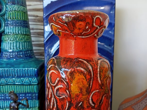 工芸品 Vintage Bay Keramik West German Vase Vintage 1960's Bay Keramik Vase, West German Fat Lava Pottery