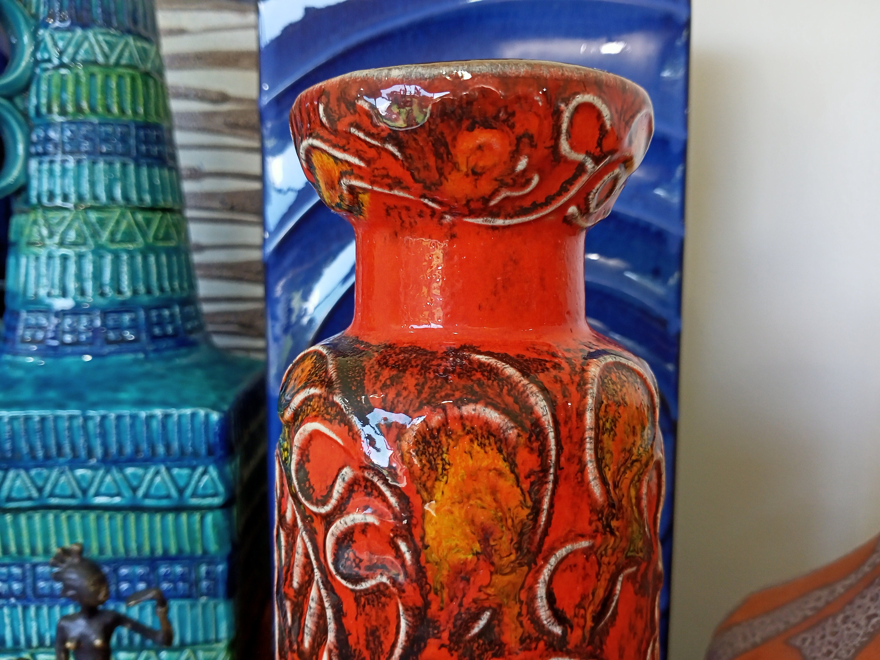 Vintage 1960's Bay Keramik Vase, West German Fat Lava Pottery