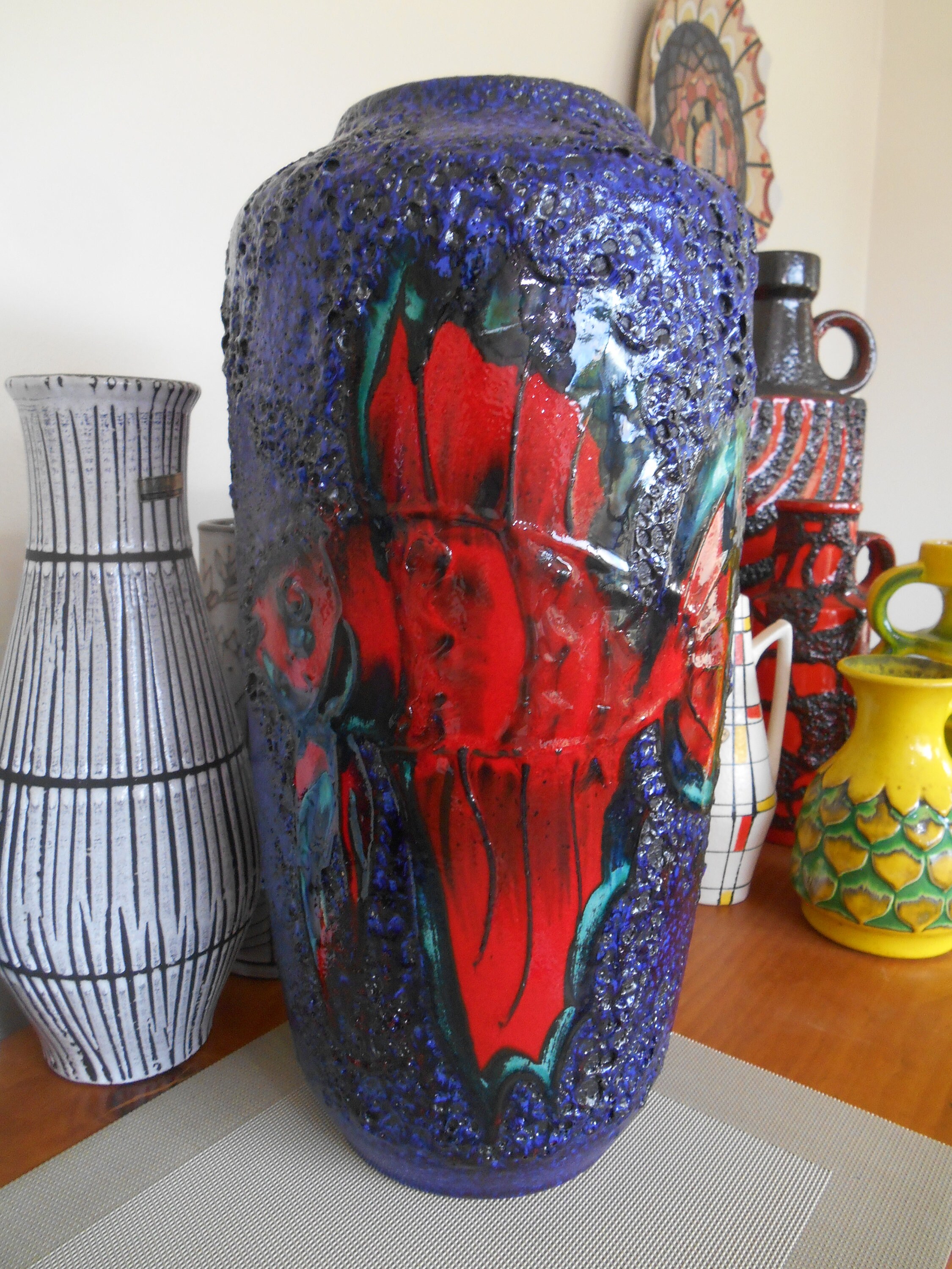 Vintage 1960's Scheurich Vase, West German Fat Lava Pottery, Retro
