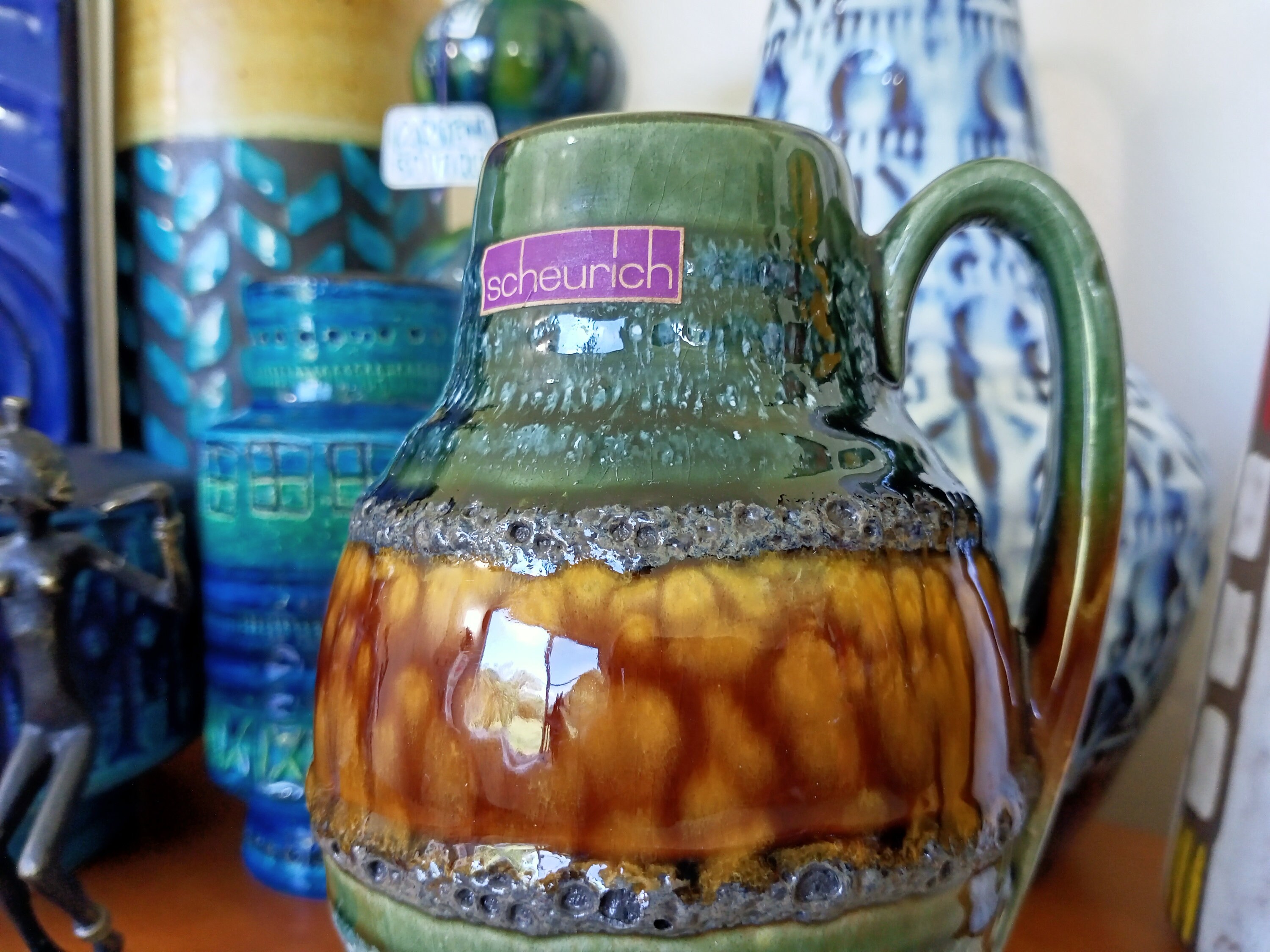 1960 年代のヴィンテージ Scheurich 花瓶、西ドイツの溶岩陶器、レトロ