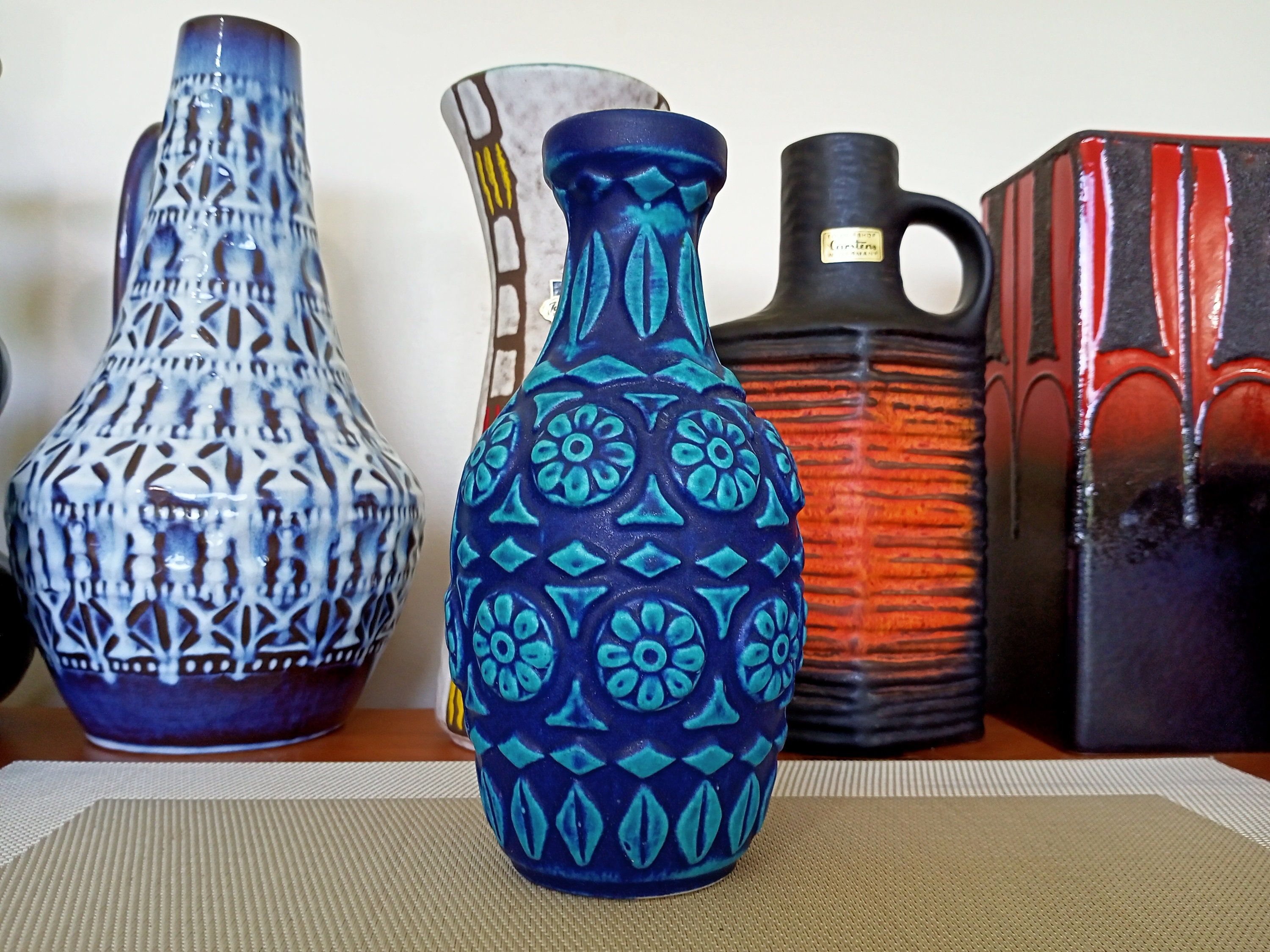 Vintage 1960's Bay Keramik Vase, West German Fat Lava Pottery