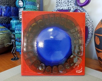 A Vintage 60's Wall Plate, West German Pottery, Fat Lava Wall Art