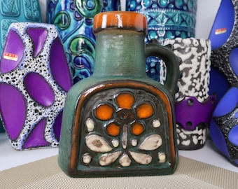 Vintage 1960's Green Vase, Fat Lava Pottery, Ruscha 313, Retro Mid