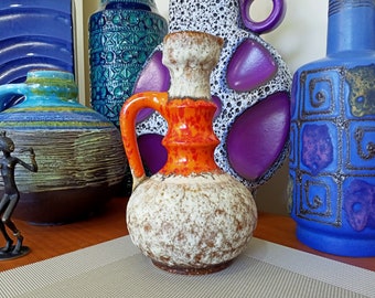Vintage 1960's Vase, West German Fat Lava Pottery, Retro Abstract
