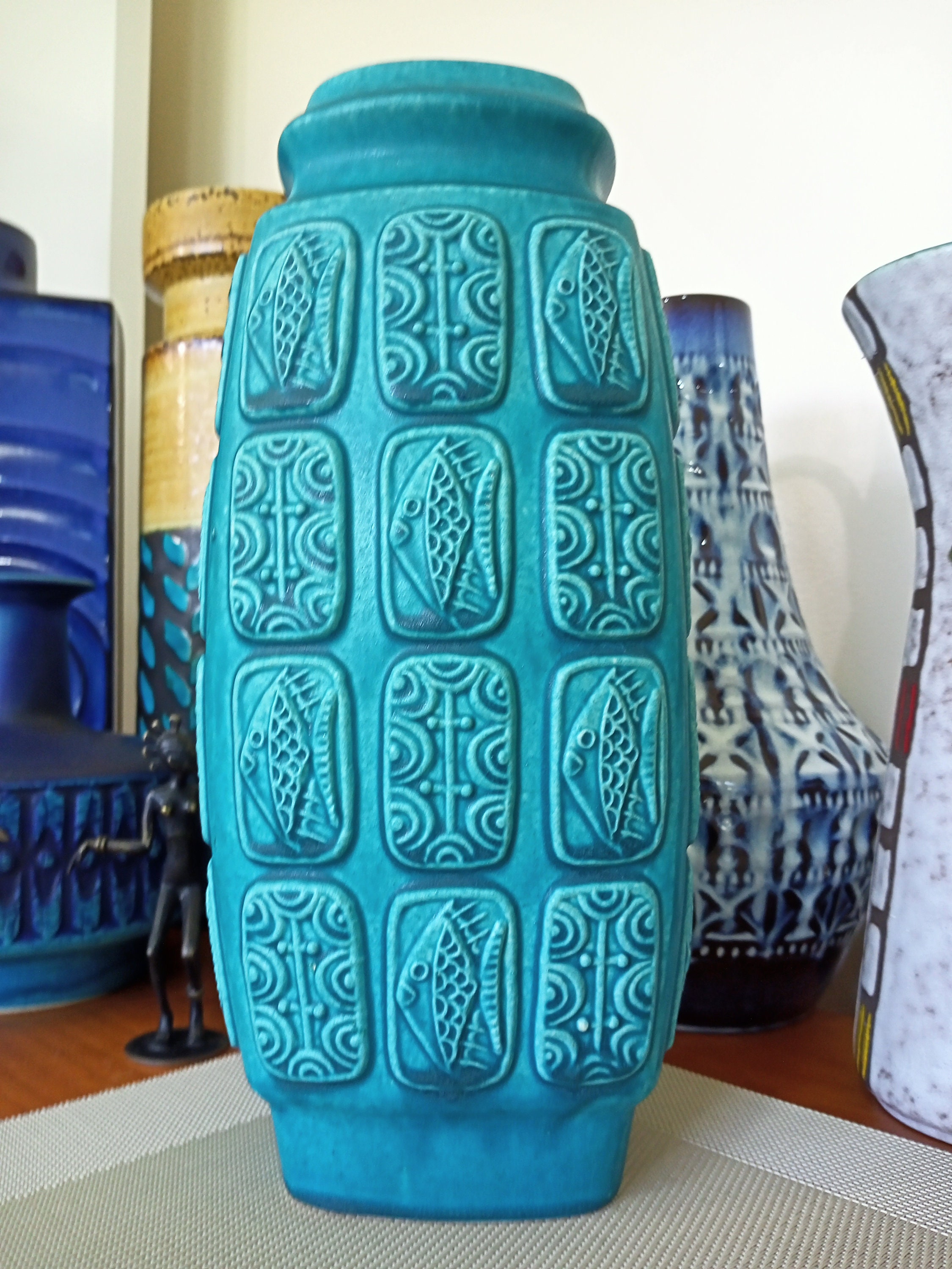 Vintage 1960's Bay Keramik Vase, West German Fat Lava Pottery