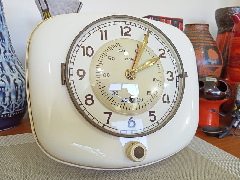 Dickl Vintage Diehl 1960's Kitchen Wall Clock, West German Pottery, Retro Mid ...