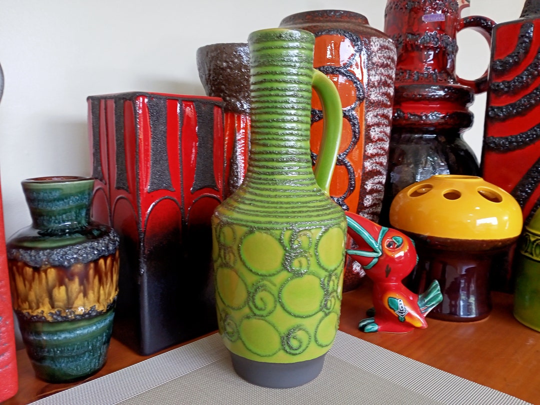 East Germany Fat Lava by VEB ヴィンテージ Vintage 1960's Vase, East German Fat Lava Pottery, Retro Abstract