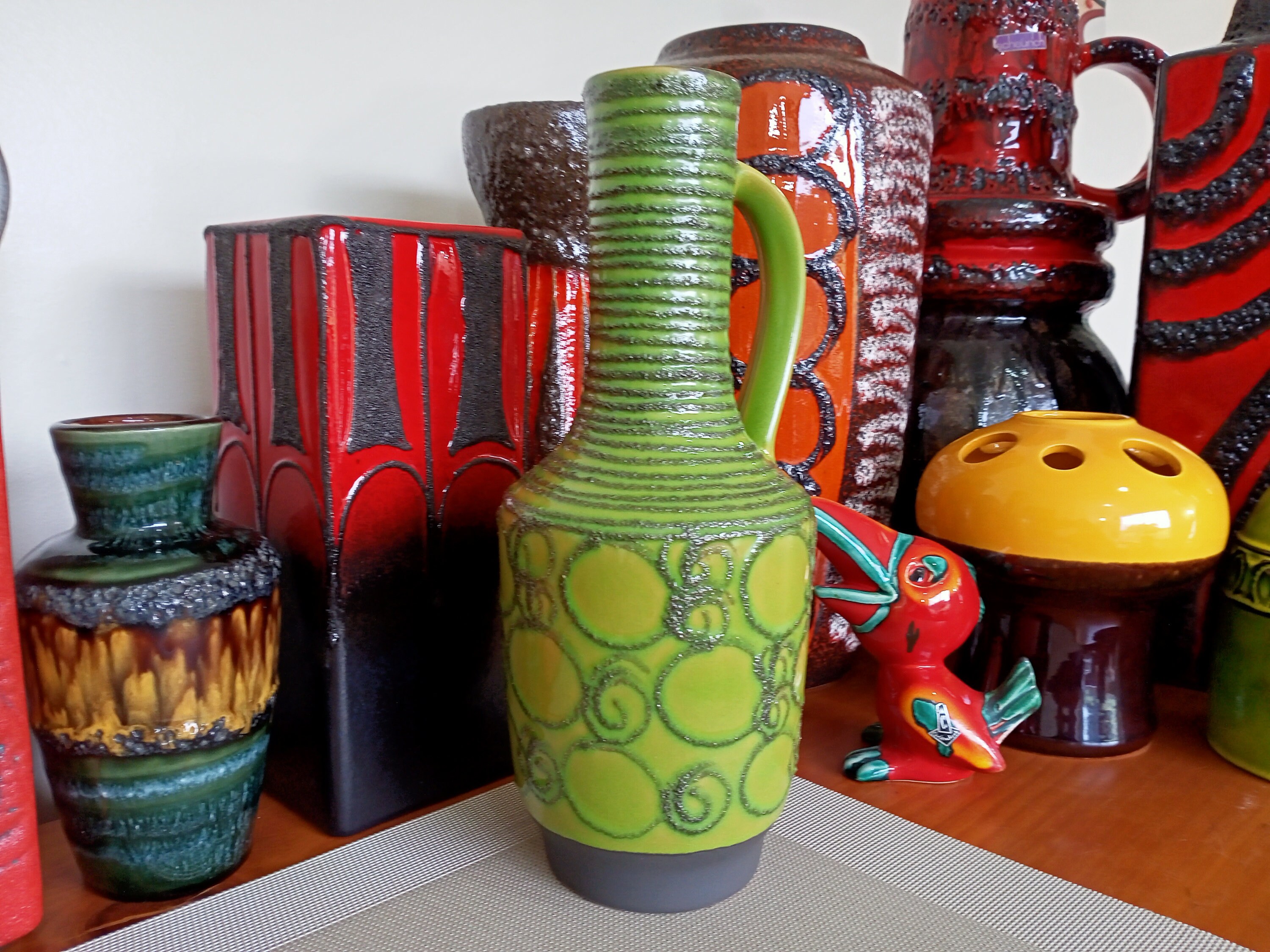 Vintage 1960's Vase, East German Fat Lava Pottery, Retro Abstract