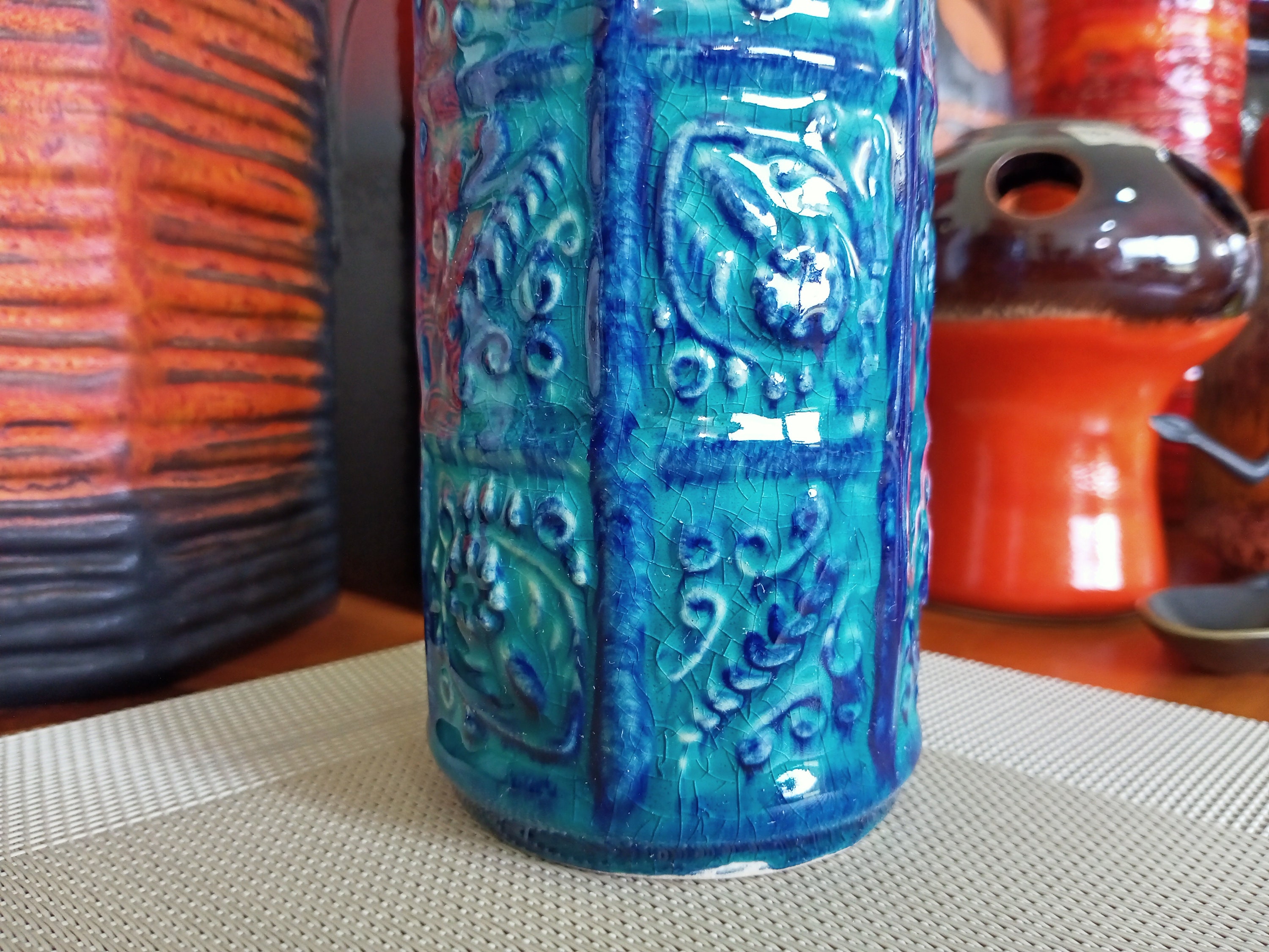 Vintage 1960's Bay Keramik Vase, West German Fat Lava Pottery