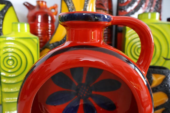 Vintage 1960's Candle Holder, Fat Lava Era Pottery, Retro Mid