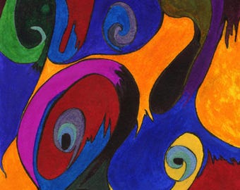 Oeil abstrait tourbillonnant : peinture de perception vibrante