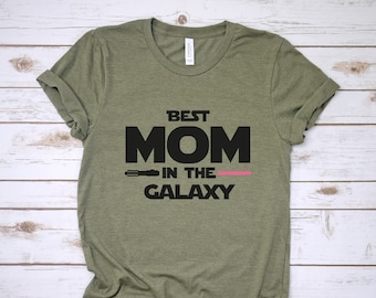 Ladies Best Mum In The Galaxy T-shirt Mothers Day Gift Top Star Mummy Wars