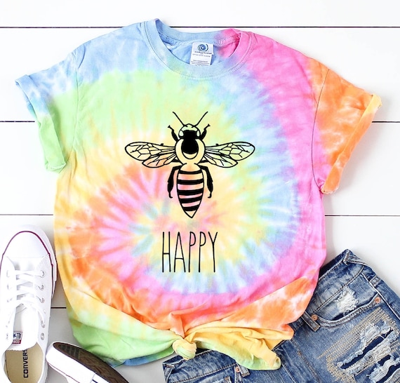 Bee Happy Shirt Tie Dye Shirt Women Tie 
