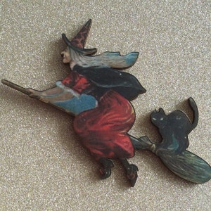 Witch Badge /Witch Pin/ Witch Brooch/ Witch Jewelry/ Halloween Witch Pins/ Witch and Cat Badge/Witch Pendants/Halloween Jewellery