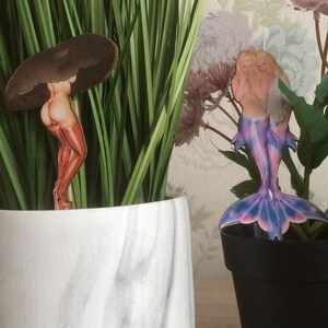 Plant Buddies ,Mermaid decor,Plant companions,Mushroom Lady Decor,indoor garden decor,Plant decor,Pin Up girl decor,Plant gift ideas