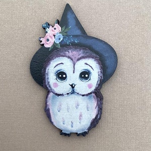 Owl Brooch ,Owl Pin,Halloween Owl Badge,Wooden Owl Jewelry ,Illustrated Bird Jewellery/Bird lover badge,Owl lover gift