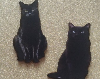Schwarze Katze Nadelhalter/Katze Accessoire/Schwarze Katze Anstecknadel / Schwarze Katze Abzeichen / Katzen Schmuck / Laser geschnittene Katze Anhänger / Katzennadel Minder