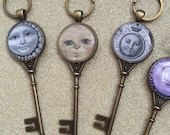 Moon lover gift,Moon Keychain, Moon Key Fob, Moon gift ideas , Moon Face gifts,Moon Face Gift Ideas,Moon lover gifts,Celestial Moon Keychain