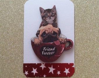 Katze Brosche, Katze und Hund Nadel Keeper, Katze Nadel Minder, Katze Geschenkideen, Holz Hund Brosche, Katze Pin, Geschenke, Katze-Liebhaber-Geschenke