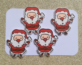 Santa Fridge Magnets /Christmas Magnets /Santa Magnets/Christmas Fridge Magnet sets/Wooden Santa Magnets/Button Magnets