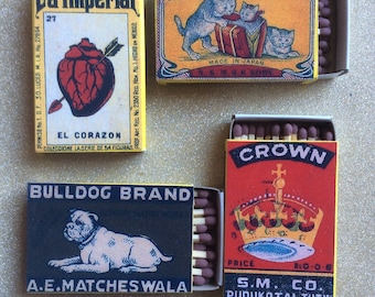 Vintage Matchbox Art,Matchbox lover gifts,Cat Matchboxes,Heart Matchstick gifts,Vintage Dog Matchbox holder,Dog matchboxes,Animal marches
