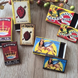 Heart Pins,Parrot Brooch,Crown jewellery ,Matchbox lover gifts,Matchbox art gifts,Vintage Matchbox gift,Matchbox Brooches,Matchbox pins