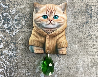Wooden Kitten Pin,Statement Kitten Brooch,ginger cat gift,Ginger kitten Badge,cat Jewelry,Kitten gift ideas, Wooden Ginger Kitten pin