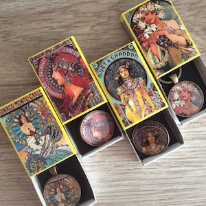 Alphonse Mucha Gifts,Mucha Pendant,Alphonse Mucha Brooch,Mucha Keyrings,Alphonse Mucha Matchboxes,Art Deco Jewelry,Alphonse Mucha gift