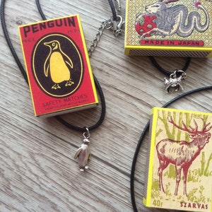 Penguin Necklace,Bulldog jewellery ,Goat Necklace,Bulldog gift,Penguin Book gift,Stag Necklace,Matchbox gift ideas ,Matchbox Goat lover gift