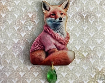 Fur like Fox Pin,Statement Fox Brooch, Fox lover gift,Whimsical Fox Badge,Fox accessory,  Fox Jewellery,Fox lover gift ideas,Fox Brooch