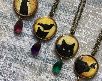 Collana Con Ciondolo Gatto In Pietra Onice Nero - Gioielli A Tema Felino Per Lei