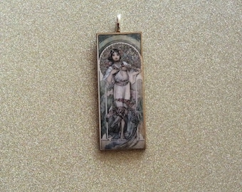Alphonse Mucha Brooch /Art Nouveau Pendant /Mucha Brooch/Mucha Jewellery /Mucha Pendant/Feminine Pendant/Art Nouveau Jewellery