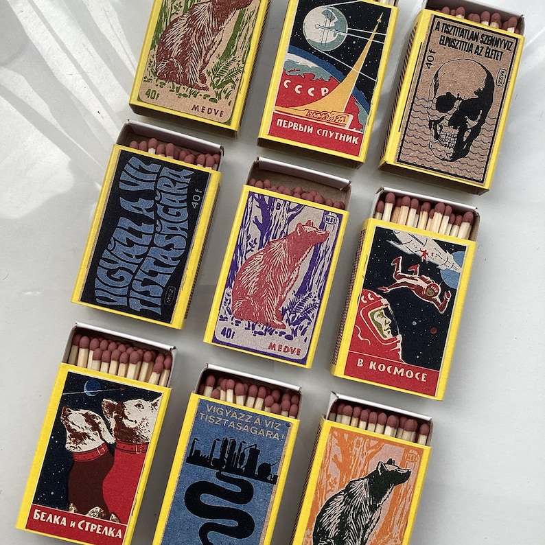 Matchboxes Russian Collection Vintage Russian Matchbox Collections, Space Dog Gifts, Soviet Union ...