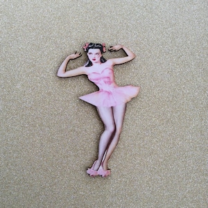 Pin Up Lady Pin/Burlesque Needle Minder /Pin Up Lady Lapel Pin/Risqué Brooches/Kitsch Lady Brooch /1950’s Pin Up Brooch/Statement Brooches