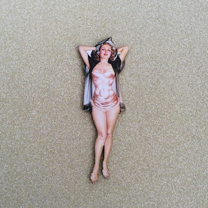 Pin Up Girl Brooch  /Needle Minder /Pin Up Lady Magnet/Risqué Brooches/Kitsch Lady Brooch /1950’s Pin Up Brooch/Statement Brooches