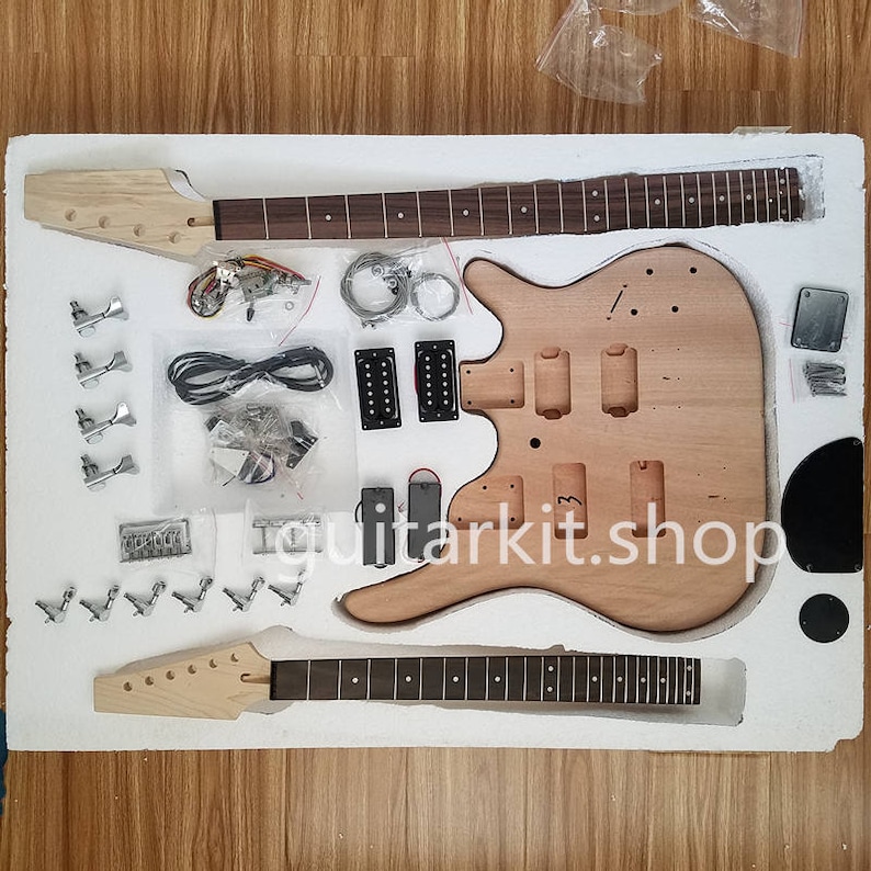 DIY guitar kit Double Neck DIY Electric Guitar Kit / Guitar Etsy