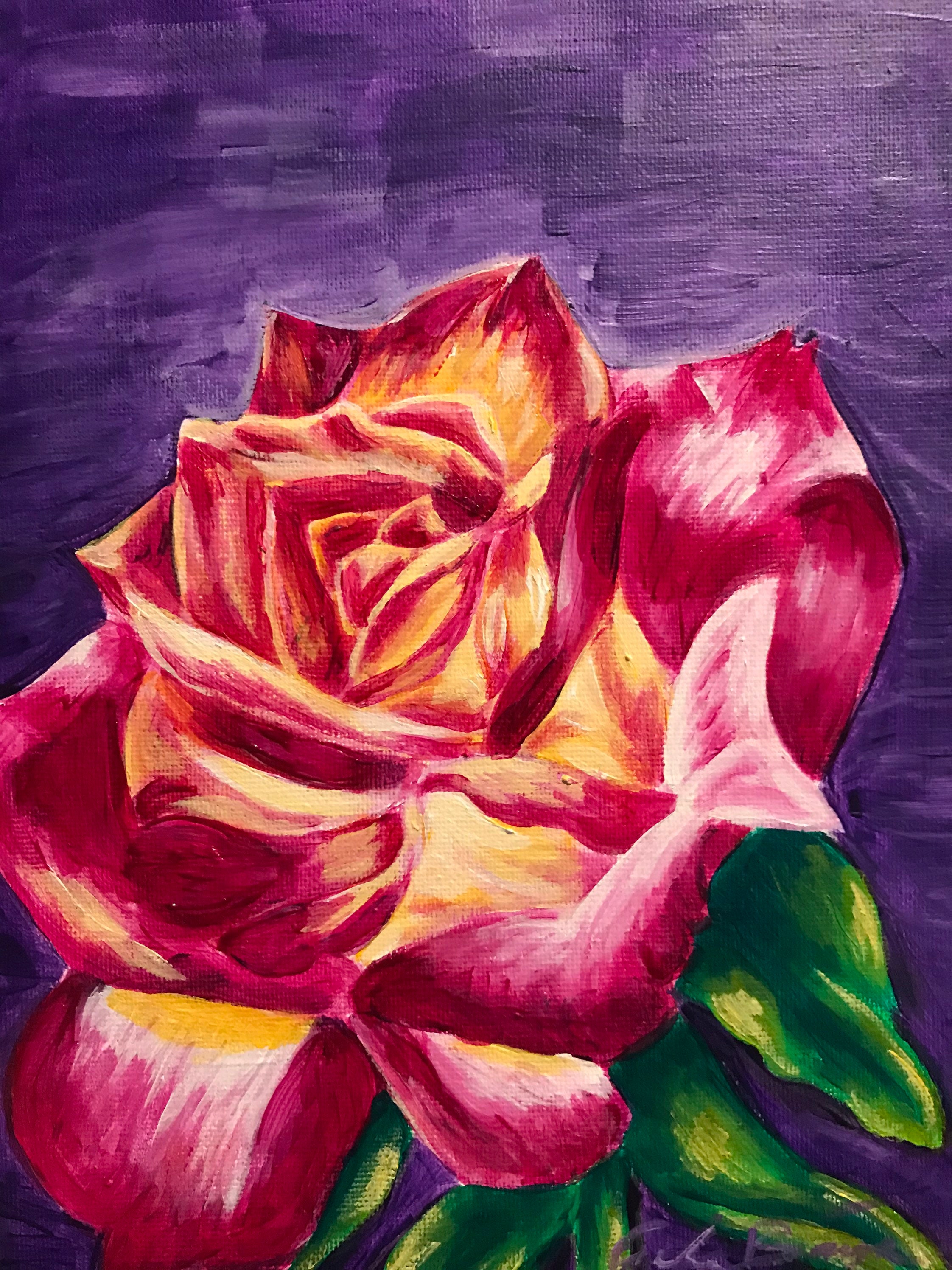 Original Sunset Rose Painting - Etsy