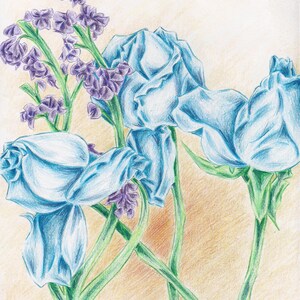 Blue roses print